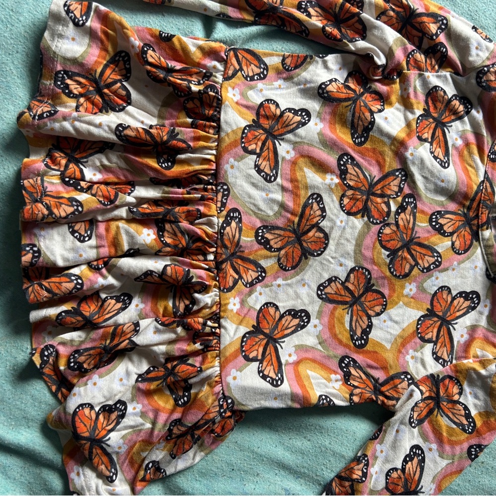 Posh Peanut Butterfly Print Top - Orange and Black